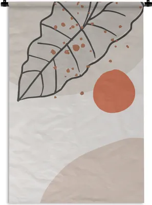 Produktbild von MuchoWow® Wandteppich Wandbehang Sommer - Laub - Weiß - Orange 120x180 cm Tapisserie Dekoration Wandtuch - Schlafzimmer - Dekorationen für das Haus