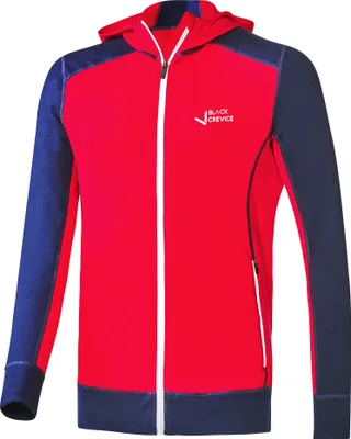 Produktbild von BLACK CREVICE - Herren Merino Kapuzenjacke | Mulesingfrei | Farbe: Blau/Rot | Größe: 3XL