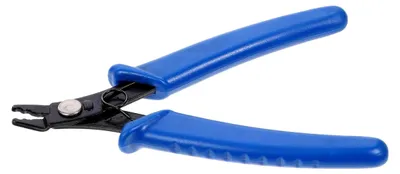 Produktbild von Perlenquetschzange aus Kohlenstoffstahl mit rutschfestem blauen Griff für die Schmuckherstellung