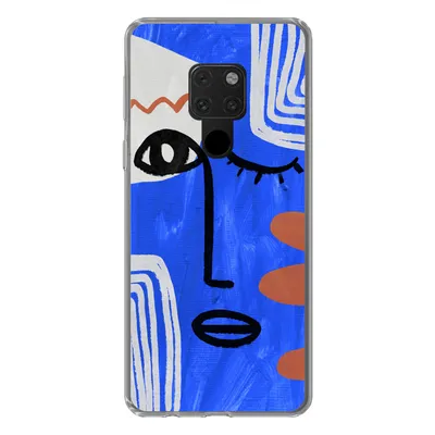 Produktbild von MuchoWow® Handyhülle Schutzhülle Hülle für Huawei P40 Lite Gesicht - Blau - Abstrakt Silikon Softcase Handy Hülle - Handy