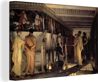 Produktbild von OneMillionCanvasses® - Leinwandbilder - 140x90 cm, Phidias zeigt seinen Freunden den Fries des Parthenon - Lawrence Alma Tadema, Wandbilder Kunstdruck Wanddekoration