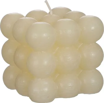 Produktbild von Bubble Kerze 8x8x8 cm, geruchlos, in vielen Farben wählbar | Wachs Kerze, Farbe:Creme | Beige