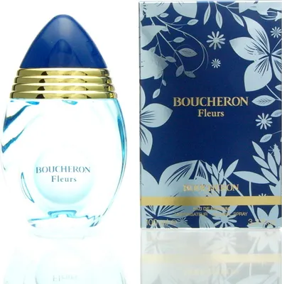 A perfume bottle and its packaging are displayed side-by-side against a white background.