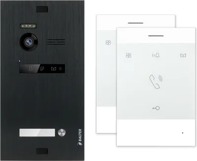 Produktbild von BALTER EVO Schwarz 2-Draht BUS 2xTalk Analoge Sprechstelle Türsprechanlage Set für 1 Familienhaus