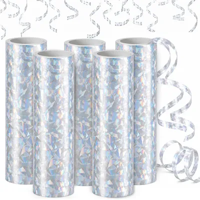 Productafbeelding van Luchtslang - Metalicogog effect - Decoratie voor feestjes - Zilver - 5 rollen