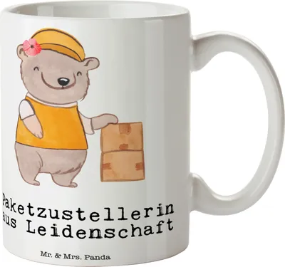 Produktbild von Mr. & Mrs. Panda Teebecher Paketzustellerin Leidenschaft - Weiß - Geschenk, Becher, Lustig, Kaffeetasse, Kaffeebecher, schöne tasse, Paketbotin, Spruch, Henkelpott