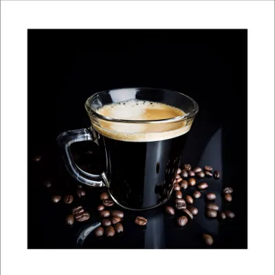 Produktbild von Glasbild 30x30cm Wandbild Kaffee Tasse Schwarz Weiß Wanddeko Glas Coffee Deko