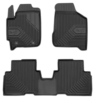 Productafbeelding van Rubberen automatten voor Kia Carens II 2002-2008 (MPV) – 3-delig, zwart, op maat
