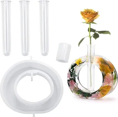 Productafbeelding van Famanu vaas – Decoratieve bloemenvaas met acrylbuizen - Decoratie voor de woonkamer