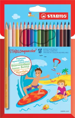 Produktbild von Aquarell-Buntstift - STABILO aquacolor -18er Pack - mit 18 verschiedenen Farben