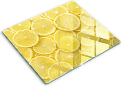 Zdjęcie produktu dla Deska kuchenna – 60 cm x 52 cm - Szklana deska do krojenia - Szkło hartowane – Antypoślizgowa - Owoce Cytryny