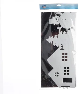 Produktbild von Fensterbild  Haus Baum Weihnachten Weiß Fensterdeko 1 m