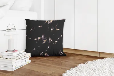 Produktbild von MuchoWow® Zierkissen Sofakissen Wohnzimmer Dekokissen 40x40 cm Gold - Edelsteine - Achatstein - Geode - Foto Kissen - Schlafzimmer Dekoration