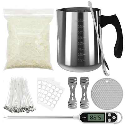 Image de Kit de fabrication de bougies DIY en cire de soja avec pot de fusion