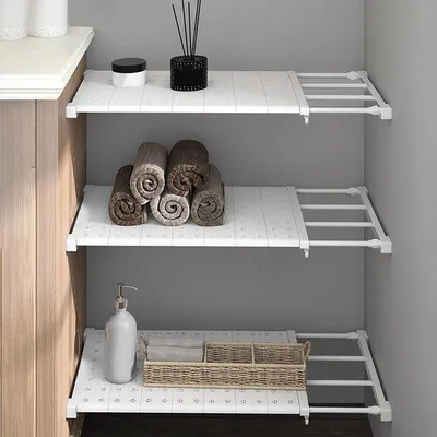 Immagine prodotto di Ibenzoa® Scaffale regolabile ed estensibile da 38–60 cm per armadi, cucina e bagno | Acciaio inossidabile e ABS, montaggio senza foratura