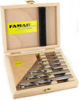 Produktbild von FAMAG 1593 HM Holzspiralbohrer 7-tlg. Bohrer Set im Holzkasten Spiralbohrer