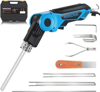 Obrázek produktu pro Elektrická řezačka pěny 200 W – otočná řezačka s vyhřívaným nožem, sadou nástrojů a příslušenstvím