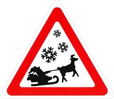 Produktbild von Schild Hinweisschild Vorsicht Weihnachtsmann mit Schlitten 308858/1 Gr. ca. 29,5cm x 34cm