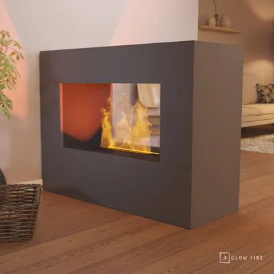 Produktbild von GLOW FIRE Elektrokamin 'Konsalik' | Wasserdampf Kamin mit OMC 500 ohne Holz in Grau als Raumteiler | HxBxT: 90x120x45 cm