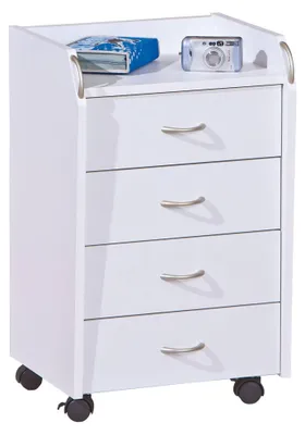 Image de Manco - Commode, 40x36x65h cm Blanc, 4 Tiroirs