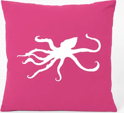 Produktbild von Huuraa Kissen Oktopus Silhouette 40x40cm mit Füllung Fuchsia Baumwolle Dekokissen Geschenkidee