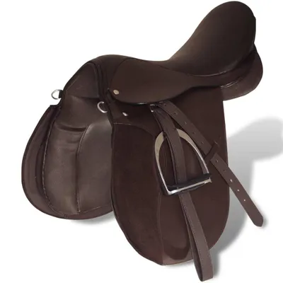 Immagine prodotto di vidaXL Set di selle da equitazione 17,5" in vera pelle marrone 12 cm
