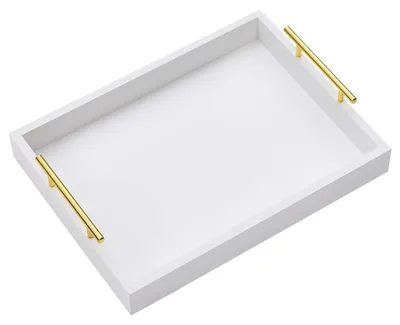 Immagine prodotto di Vassoio decorativo grigio 40 x 30 x 5 cm con maniglia in metallo