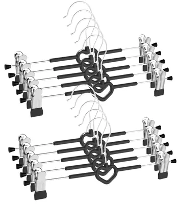 Produktbild von 10 Stück Hosenbügel Klemmbügel, Kleiderbügel Hosen 30cm, Metall Rockbügel, Kleiderbügel Klammern, Rock für Hose mit Klammern Hosen kleiderbügel Platzsparend für Hosen Röcke Socken (Schwarz)