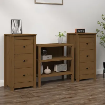 Produktbild von vidaXL Sideboards 2 Stk. Honigbraun 40x35x80 cm Massivholz Kiefer