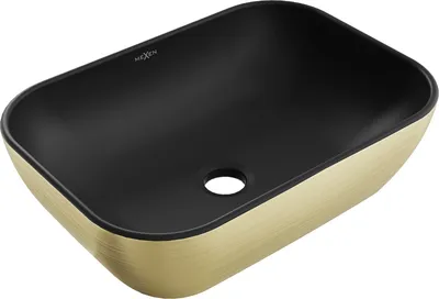 Produktbild von Mexen Rita Aufsatzwaschbecken 45 x 32 cm, schwarz matt/Gold Linienmuster - 21084577