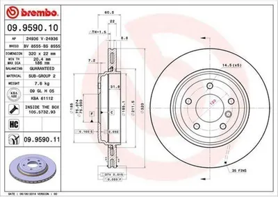 Obrázek produktu pro Brzdový kotouč BREMBO 09.9590.11