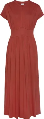 Produktbild von LASCANA Midikleid mit Reißverschluss am Ausschnitt und Tailleneinsatz terrakotta Größe 46