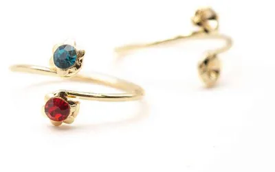 Produktbild von Vintageparts Ringrohlinge mit Strasssteineinfassung, 18k Gold beschichtet, 2 Stück