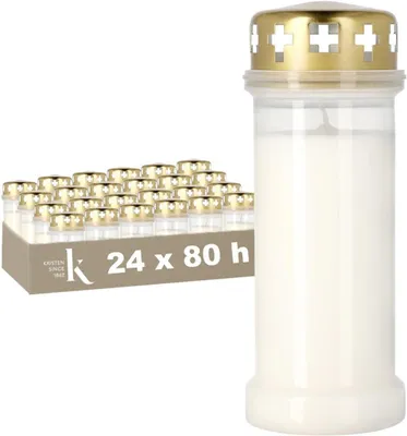 Imagen del producto de Velas conmemorativas 6D, con una duración de 60 horas, paquete de 24 unidades, color blanco, para cementerios