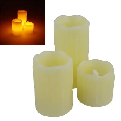Produktbild von Echtwachs LED Kerzen 3 Stück Ø5 x 5,7,10cm creme inklusive Batterien