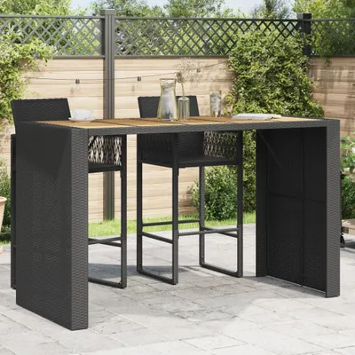 Produktbild von "2026 Promotion" Garten-Bartisch mit Holzplatte Schwarz 185x80x110 cm Polyrattan - Gartentische CC22447