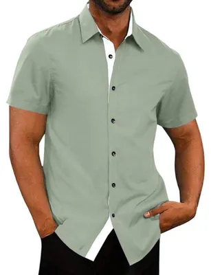 Productafbeelding van Heren zomerhemd met korte mouwen, business stijl, slim fit, groen, maat XL