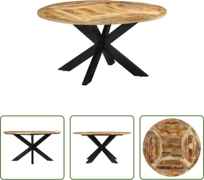 Obrázek produktu pro The Living Store jídelní stůl Ø150x76 cm z masivního surového mangového dřeva
