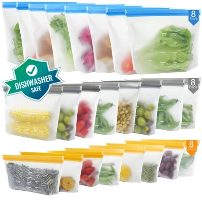 Immagine prodotto di Solidchoice - Set di 24 sacchetti riutilizzabili in silicone per il congelatore