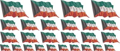 Produktbild von Mini Aufkleber Set - Pack wehend - 4x 51x31mm+ 12x 33x20mm + 10x 20x12mm- selbstklebender Sticker - Kuwait - Flagge / Banner / Standarte fürs Auto, Büro, zu Hause und die Schule - Set of 26