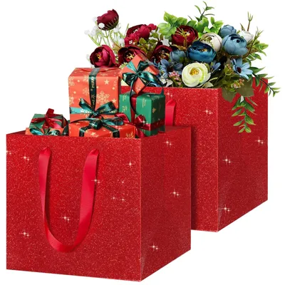 Immagine prodotto di Sacchetti regalo - 2 pezzi, colore rosso, dimensioni 25x25x25 cm
