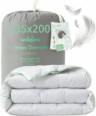 Produktbild von Welldora Komfort Bettdecke 135x200 Sommer - 100% Extraweiche Federn & Daunen - Allergiker Decke - Dünne leichte Sommerdecke Daunendecke