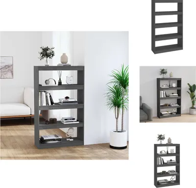 Obrázok produktu pre vidaXL Regál na rozdelenie izieb sivý 80x30x135,5 cm z masívneho borovicového dreva - Regály a knižnice