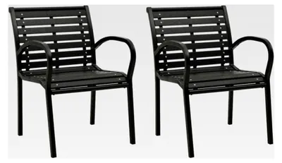 Produktbild von Gartenstühle aus Stahl und WPC, Schwarz, 2 Stück