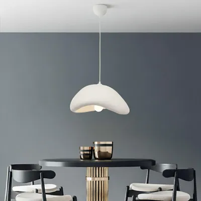 Immagine prodotto di Opviq, lampada a sospensione di alta qualità, struttura in metallo, calotta in fibra di vetro, 42 x 37 x 22 cm, altezza regolabile da 29 a 106 cm, attacco E27 max 40 W, IP20, design moderno in bianco, ideale per ogni ambiente.