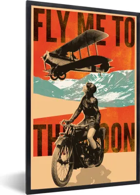 Produktbild von MuchoWow® MuchoWow® Gerahmtes Poster Flugzeug - Motor - Vintage - Zitat 20x30 cm - Poster mit zchwarzem Bilderrahmen - Drucken - Bilder Poster im Rahmen