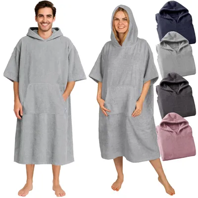 Immagine prodotto di Poncho da adulto in cotone al 100%, con cappuccio