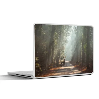 Produktbild von MuchoWow® Laptop Aufkleber Sticker Cover Hirsche - Wald - Sonne 25x18 cm - Laptop-Deko