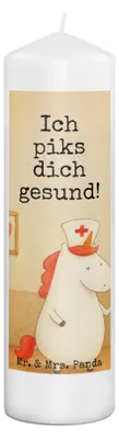 Produktbild von Mr. & Mrs. Panda Kerze Einhorn Krankenschwester Design 29 x 8 cm XL - Weiß - Geschenk, Ärztin, Krankenpflegerin, Stumpenkerze, Krankenhaus, Unicorn, Krankenpfleger