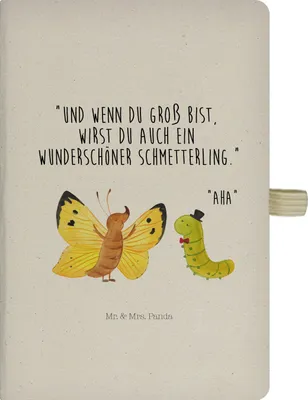 Produktbild von Mr. & Mrs. Panda notizbuch Raupe Schmetterling - Transparent - Geschenk, Entwicklung, Tagebuch, Kladde, Lustige Sprüche, Hut, Zitronenfalter, Kokon, Reisetagebuch